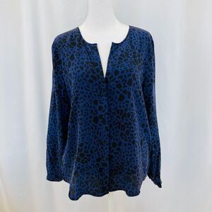 Max Studio Silk Blouse - Silk - Leopard Print - Button Front